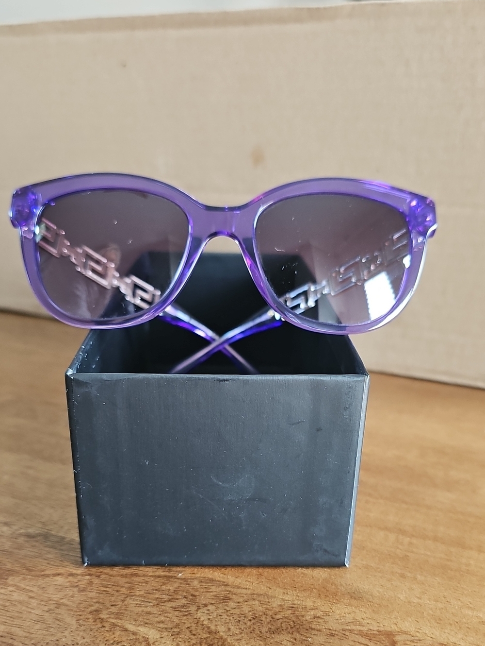 Versace Purple Transparent Frame Sunglasses